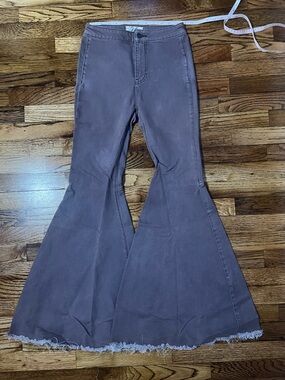 We The Free Wide-Leg Flare Jeans in Dusty Brown